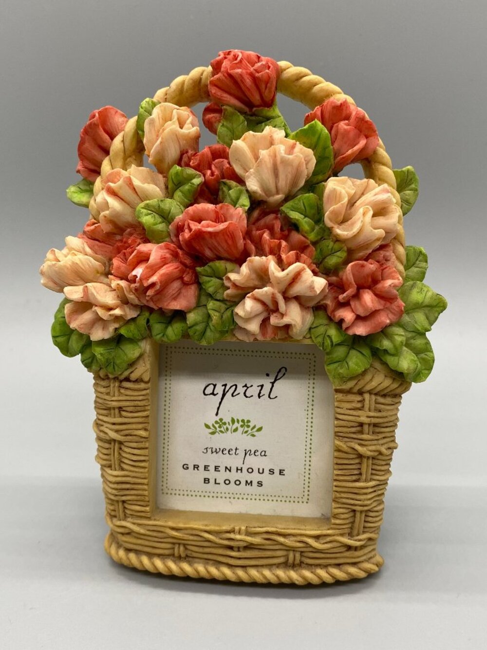 Russ Berrie  Flower of the Month Mini Basket Picture Frame April Sweet Pea